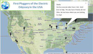 Electric Odyssey Pour réussir cette traversée ils ont besoin de trouver des personnes sur notre trajet qui accepte de nous prêter leur prise électrique