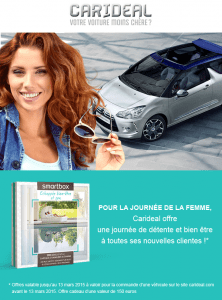 Carideal offre une Thalasso aux femmes qui commande une voiture du 07 au 13 mars 2015.