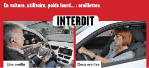 Kit main libre interdit & oreillettes interdites au volant