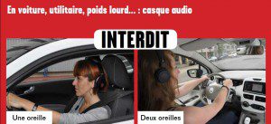 Casque audio interdit au volant