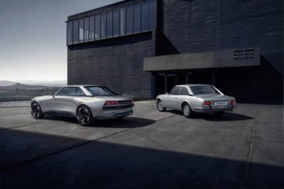 Les feux arrière à triple griffe de l'e-Legend donnent également une touche moderne au style de la 504 (Crédit: Peugeot)