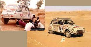 La Dyane de Christian Sandron affichait déjà 100 000 km au compteur avant de participer au premier rallye Paris Alger Dakar n 1979. Elle s'arrêtera malheureusement à Bamako