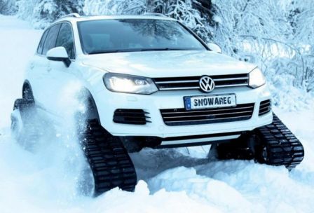 Volkswagen Touareg avec chenilles Snowareg
