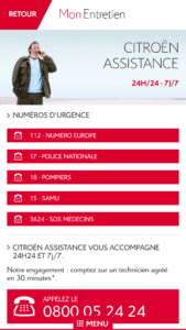 Application Citroen Mon entretien