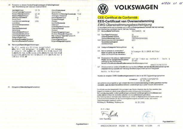 Certificat de conformité automobile